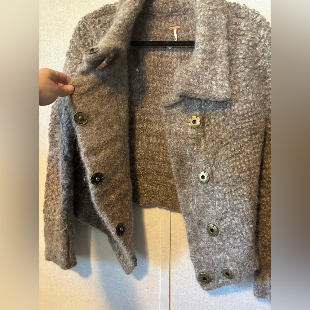 Free People | Textured Cowl Neck Sweater in Brown | Size Large - Picture 3 of 7